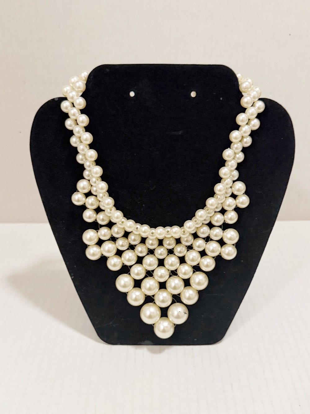 Vintage Cream Layered Faux Pearl Bib Necklace